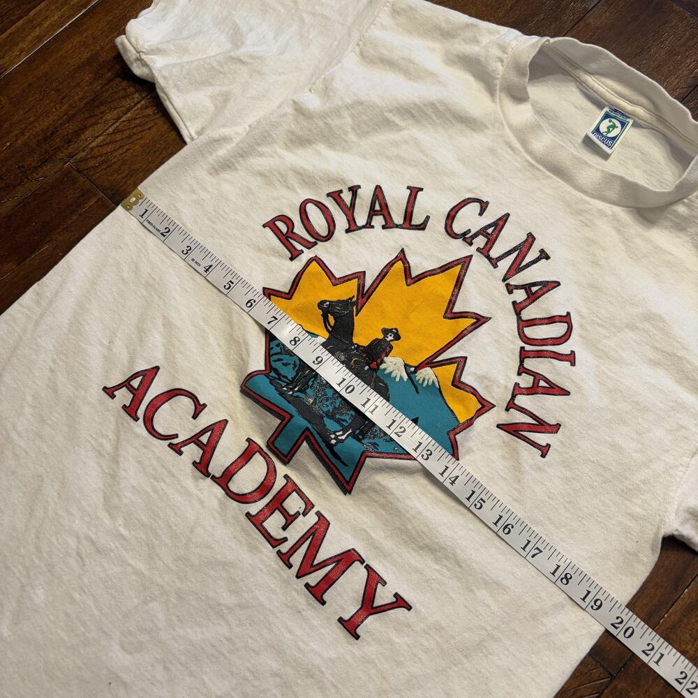 Vintage Royal Canadian Academy Shirt Mens Large White Tee T-Shirt Discus USA - Picture 9 of 10